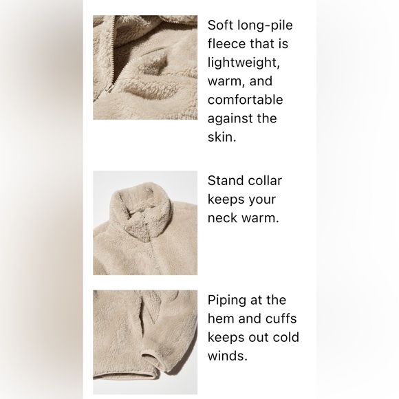 Uniqlo- Fluffy Yarn Fleece Full Zip Jacket, Sz S, Brown - Picture 2 of 5